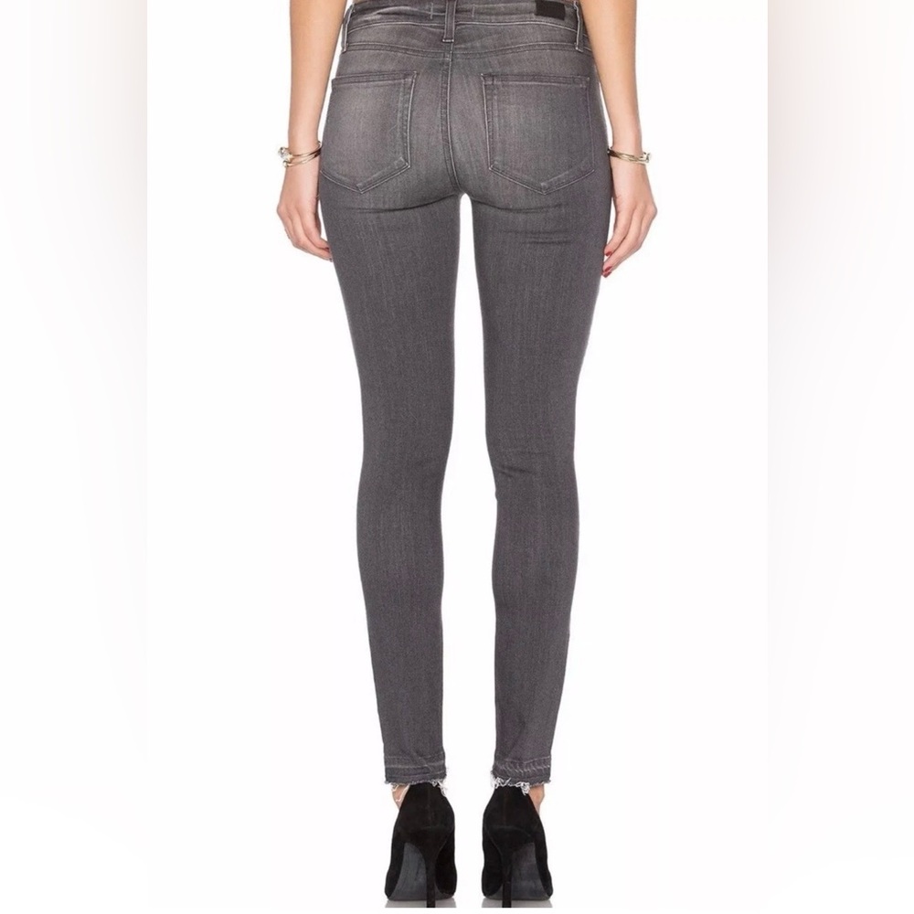 PAIGE Charcoal Grey Verdugo Ankle Cropped Distressed Skinny Women's Denim Jeans - Picture 2 of 15